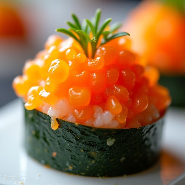 A perfectly crafted sea urchin gunkan-maki overflowing with uni.