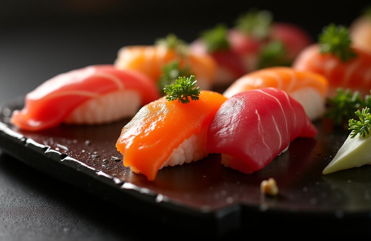 An exquisite platter of assorted Edomae sushi from Yamato Fin.